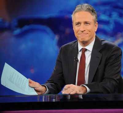 Host Jon Stewart is shown during a taping of 