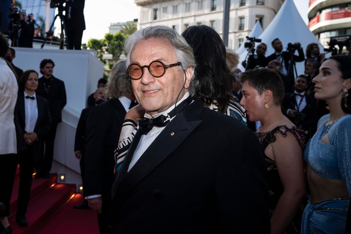 Director George Miller stands for photographers upon arrival at the premiere of his new film "Three Thousand Years of Longing" at the 75th Cannes International Film Festival in Cannes, France, on Friday, May 20, 2022.  (Petros Giannakouris)