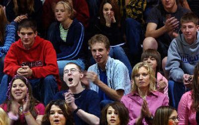 
Kellogg High School students cheer during an assembly Monday morning after hearing the district received $381,000 for the district's biomass heating program.
 (Kathy Plonka / The Spokesman-Review)