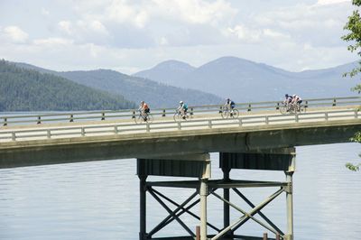 Cyclists ride the bridge over the Pend Oreille River at Sandpoint, part of the route for a new one-day long-distance bike ride. Premiering Sept. 13, the CHaFe 150 will run nearly 150-miles in a loop route from Sandpoint through northwestern Montana and back to Sandpoint. Cycle Hard For Education seeks to raise money and interest in confronting childhood illiteracy. Photos courtesy of CHaFE (Photos courtesy of CHaFE / The Spokesman-Review)