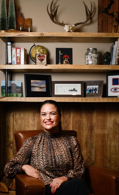 Elaine Damschen, an Inland Northwest Woman of the Year, poses for a photo at her home on Tuesday, Sept. 17, 2019, in Coeur d'Alene. (Tyler Tjomsland / The Spokesman-Review)