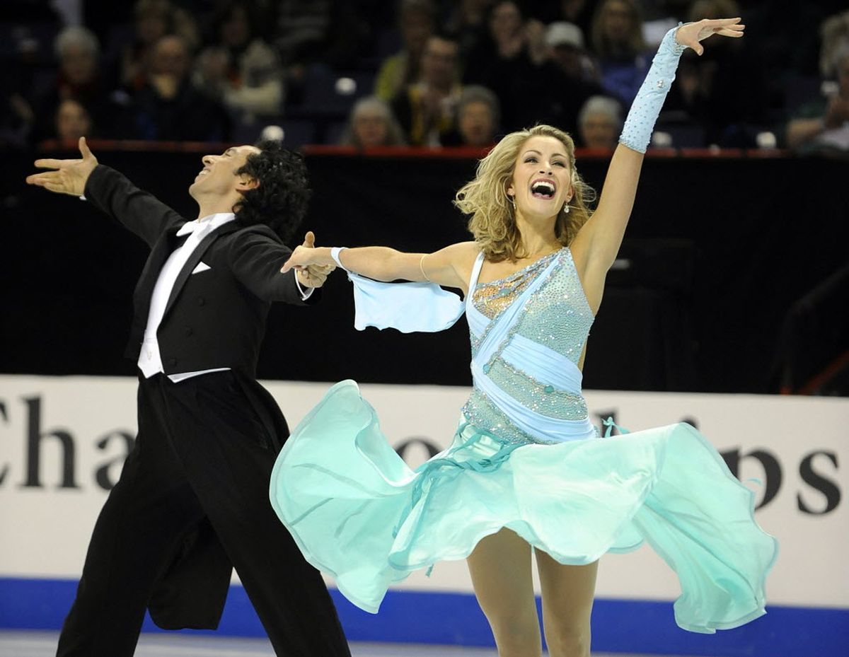 Tanith Belbin and Benjamin Agosto perform in the compulsory dance event and place second with a score of 45.02 on Thursday, Jan. 21, 2010, in the Spokane Arena in Spokane, Wash. The U.S. National Figure Skating Championships run through Sunday.  (Christopher Anderson)