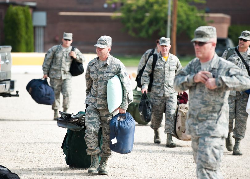 Idaho Air National Guard members depart Gowen Field on Friday morning for the Grizzly Complex fires in North Idaho (Idaho National Guard photo)