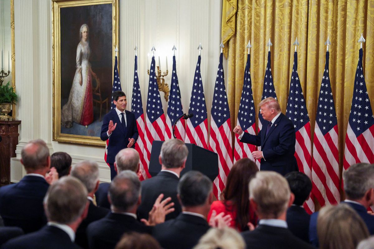 President Donald Trump arrives with incoming Federal Reserve Chair Kevin Warsh for a swearing-in ceremony at the White House on Friday, in Washington, D.C.  (Reuters)