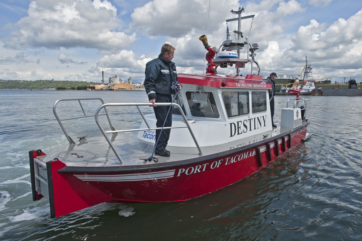 The new patrolboat and fireboat Destiny will be operated by Tacoma Fire Department and is owned jointly by the fire department and the Port of Tacoma. (Associated Press)