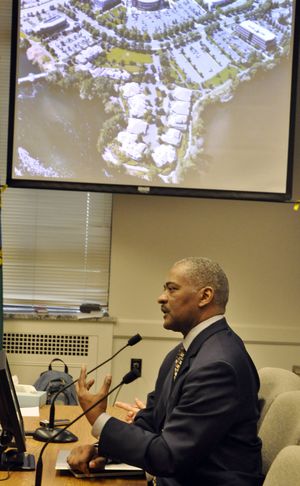 WSU President Elson Floyd describes the university’s plans Thursday for its own medical school in Spokane to the Senate Health Care Committee. (Jim Camden)