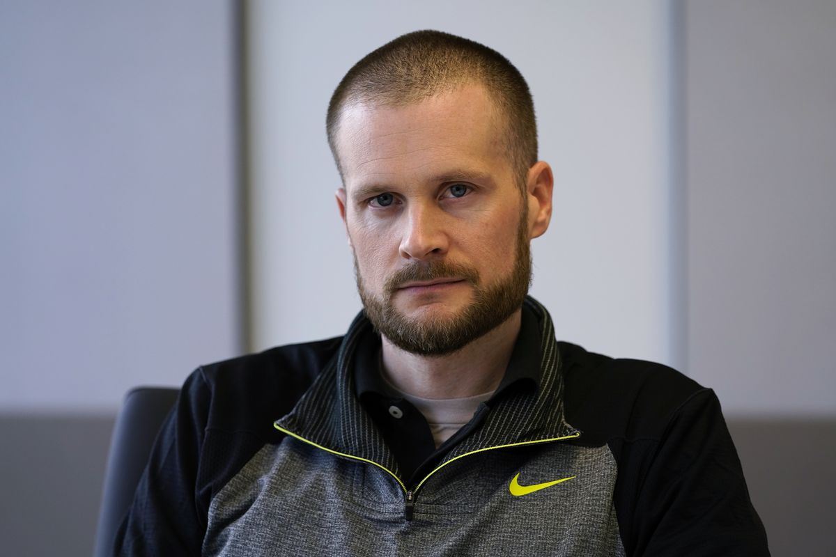 Pardoned Blackwater contractor Evan Liberty is seen in Washington on Thursday. Liberty is one of four former Blackwater contractors pardoned by President Donald Trump in one of his final acts in office, wiping away their convictions in a 2007 shooting rampage in Baghdad that killed more than a dozen Iraqi civilians. The pardons were met with intense condemnation in the United States and the Middle East.  (Susan Walsh)