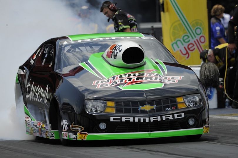 Mike Edwards, the 2009 Pro Stock world champ earned his ninth No. 1 of the season, second at Bristol Dragway and the 50th of his career. (Photo courtesy of NHRA)
