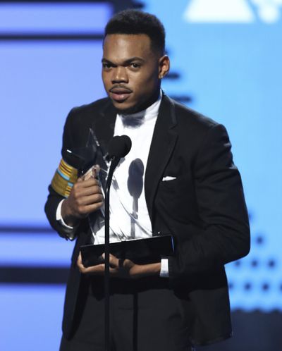 Chance The Rapper accepts the humanitarian award at the BET Awards at the Microsoft Theater on Sunday, June 25, 2017, in Los Angeles. (Photo by Matt Sayles/Invision/AP) ORG XMIT: CADA158 (Matt Sayles / Matt Sayles/Invision/AP)