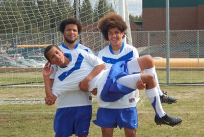 Zach Hamer is carried by his older brothers Jason Hamer, left, and Nick Hamer. The trio play on the Mead soccer team. Photo courtesy of Matt Stueckle
(Photo courtesy of Matt Stueckle / The Spokesman-Review)