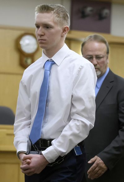 Jayzon Decker is led out of the courtroom after his sentencing hearing for attempted aggravated murder and obstructing justice, Wednesday, Feb. 7, 2018, in Logan, Utah. Decker, a teenage boy convicted in a plot that left a 14-year-old girl with a gunshot wound to the head will serve at least 15 years and up to life in prison. (Eli Lucero / AP)