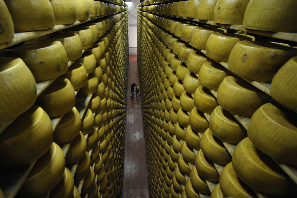 The Credito Emiliano bank’s temperature-controlled vault is stacked with Parmesan cheese in Montecavolo, near Reggio Emilia, Italy. Associated Press photos (Associated Press photos / The Spokesman-Review)