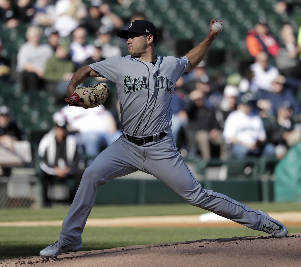 Seattle Mariners starting pitcher Marco Gonzales delivers during the first inning of a baseball game against the Chicago White Sox, Tuesday, April 24, 2018, in Chicago. (Charles Rex Arbogast / AP)