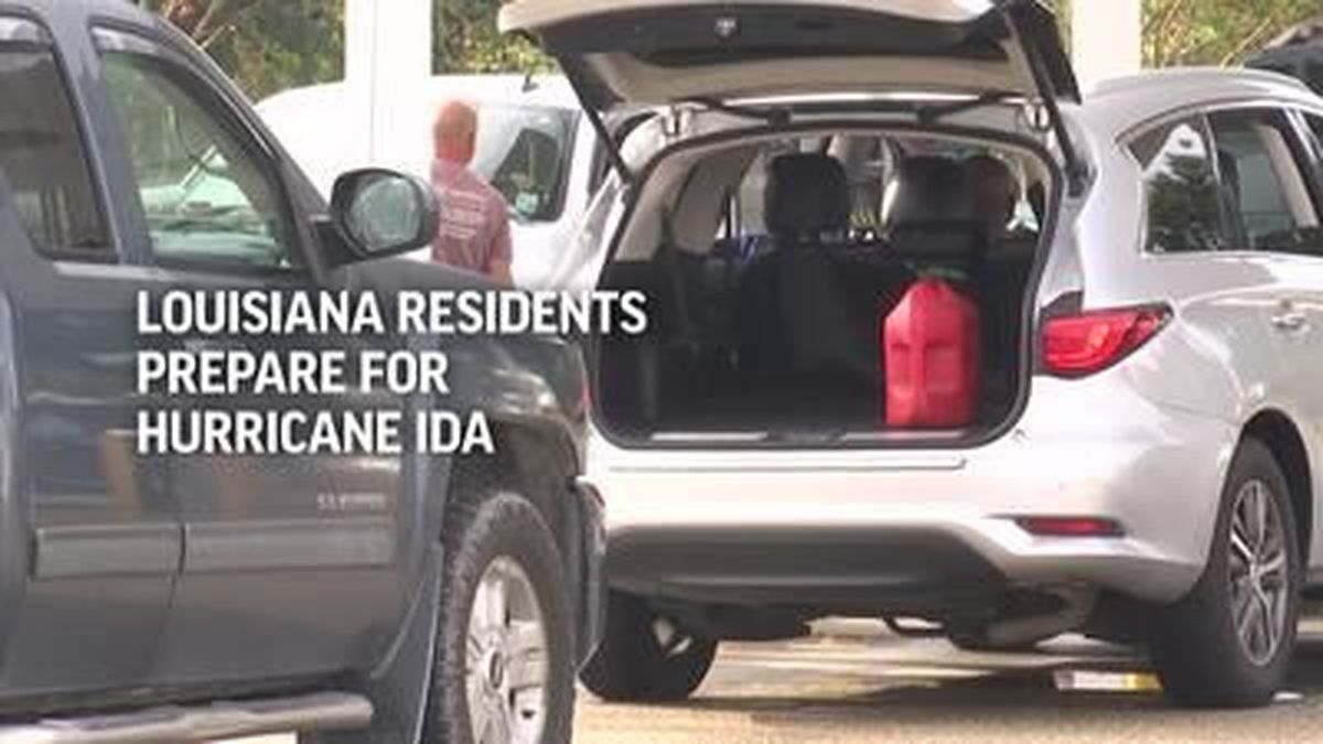 Long lines at gas stations as residents of South Louisiana prepare for Hurricane Ida. 