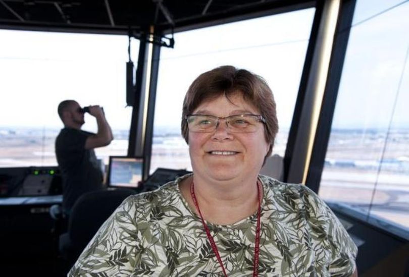 Michelle Skomars has been in charge of air traffic at Spokane International Airport for five years.  (Dan Pelle / Spokesman-Review)