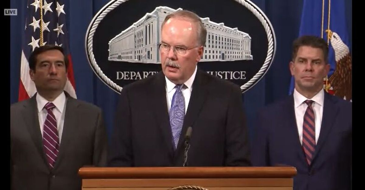 U.S. Attorney for Eastern Washington William Hyslop speaks during a virtual news conference on Tuesday. Two Chinese nationals are accused of hacking dozens of private contractors and government agencies over 11 years.   (Department of Justice)