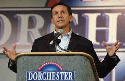 
Dino Rossi speaks this month at the Oregon Republican Party's 2005 Dorchester Conference in Seaside Ore.
 (Associated Press / The Spokesman-Review)