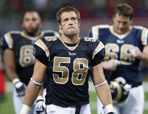 In this Sunday, Sept. 27, 2009, photo, St. Louis Rams linebacker David Vobora leaves the field after an NFL football game against the Green Bay Packers in St. Louis. The NFL has suspended Vobora without pay for the next four games for violating its policy on performance enhancing substances. The NFL made the announcement Tuesday, Sept. 29, and said Vobora's suspension begins immediately. He can return to the active roster Oct. 26. (Tom Gannam / Fr45452 Ap)