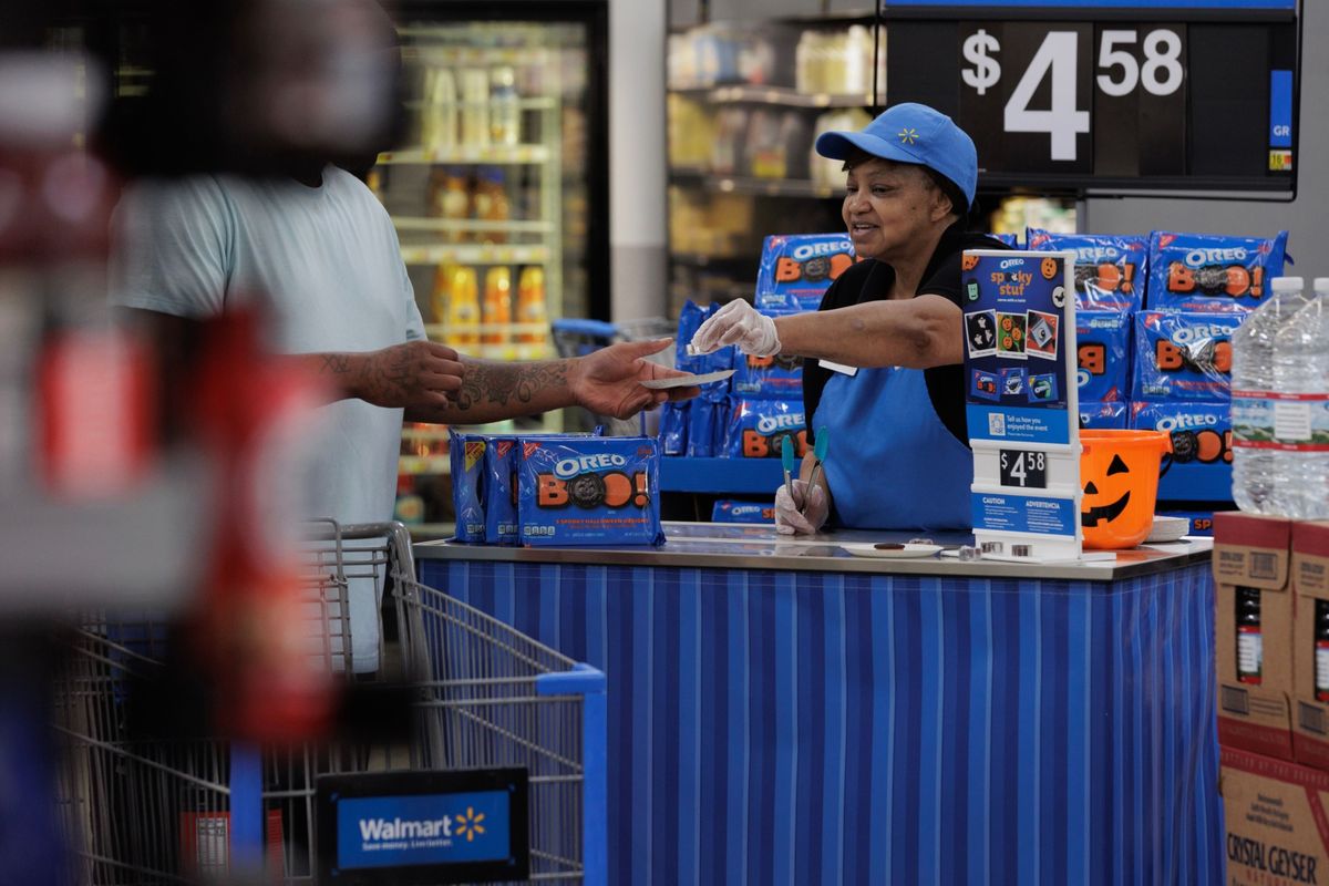 Oreo maker Mondelez is also handing out goodie bags to curbside-pickup customers with QR codes they can use to add products to their next order.  (Shelby Tauber/Bloomberg)