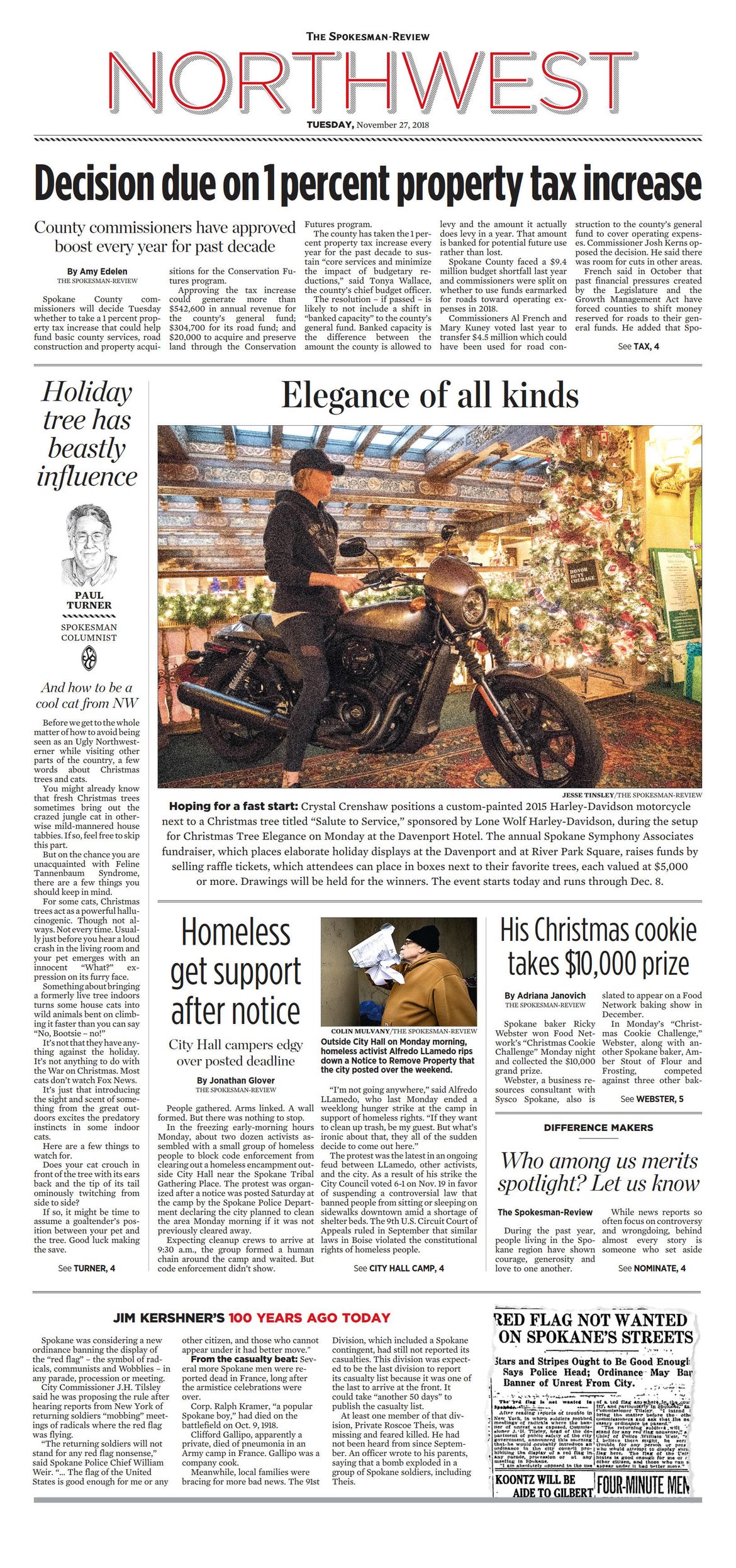 Northwest Front Page for Nov. 28, 2018 The SpokesmanReview