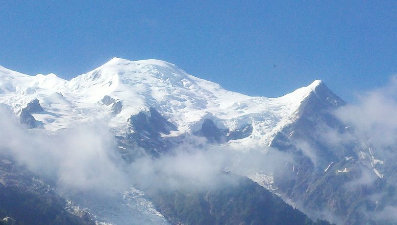 Mont Blanc, highest peak in western Europe, is shown in this photo snaped from Chamonix, France, just days before a June 12, 2012 avalanche killed 13 mountaineers on the mountain. (Rich Landers)