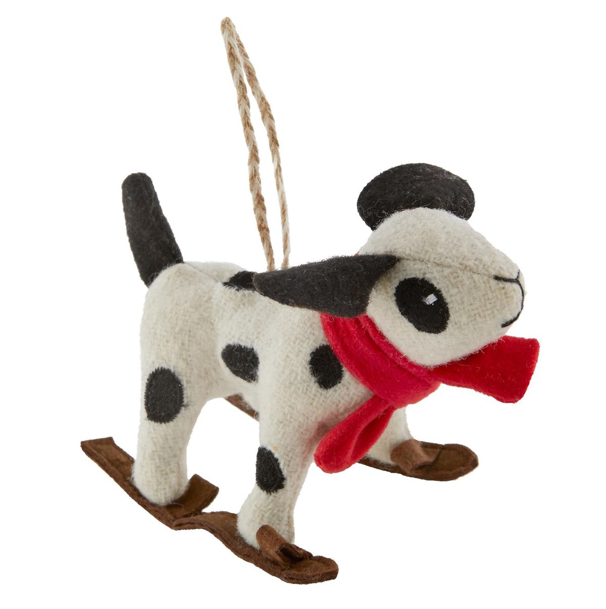 Land of Nod’s whimsical soft stuffed dog ornaments are fun for kids.