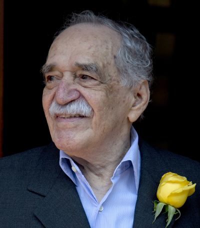 Gabriel Garcia Marquez greets fans and reporters outside his home on his birthday in Mexico City in March. (Associated Press)