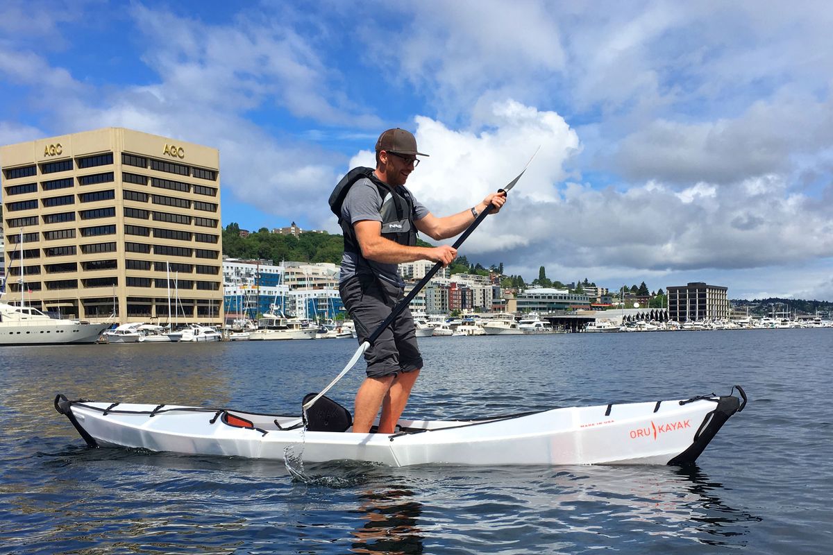 Ben Williams of Oru Kayak demonstrates the boat