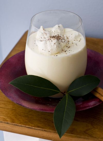 This eggnog contains both whipped cream and whipped egg whites. (Associated Press)