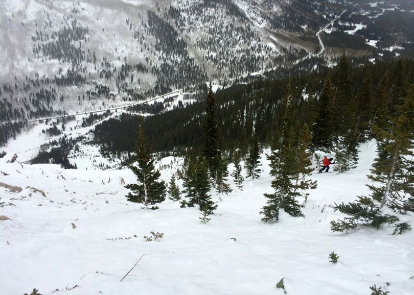 This photo released by the Colorado Avalanche Information Center shows the area of an avalanche that killed two skiers on Saturday. (Associated Press)