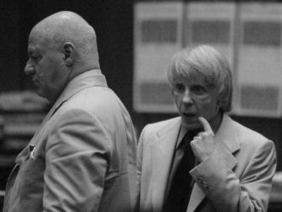 
Phil Spector, right, stands with his defense attorney, Bruce Cutler, during the Spector's murder trial in Los Angeles. 
 (Associated Press / The Spokesman-Review)