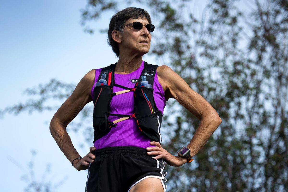 Gunhild Swanson, 71, of Spokane Valley, made international headlines last year when she was the oldest woman to complete the 100-mile Western States trail run ... finishing with 6 seconds to spare. She’s doing it again this year and hopes to improve her time. (Colin Mulvany / The Spokesman-Review)