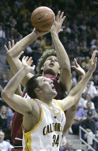 
Stanford's Robin Lopez, top, and California's Ryan Anderson will both be in Pullman this week to face Washington State. 
 (Associated Press / The Spokesman-Review)