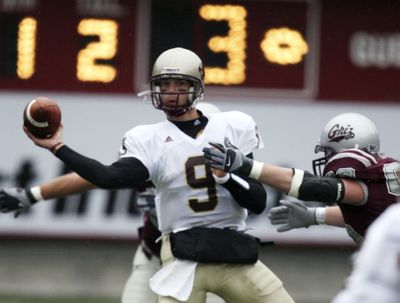 Associated Press  UM’s Ryan Featherston pressures Texas State’s Bradley George. (Associated Press / The Spokesman-Review)