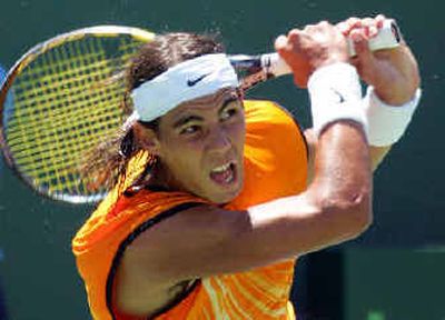 
Spain's Rafael Nadal had the men's top-ranked player on the ropes in Nasdaq-100 Open finale.
 (Associated Press / The Spokesman-Review)