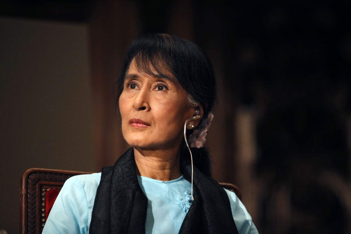FILE - In this June 28, 2012 file photo, Myanmar opposition leader Aung San Suu Kyi visits Sorbonne University in Paris. (Thibault Camus / Associated Press)