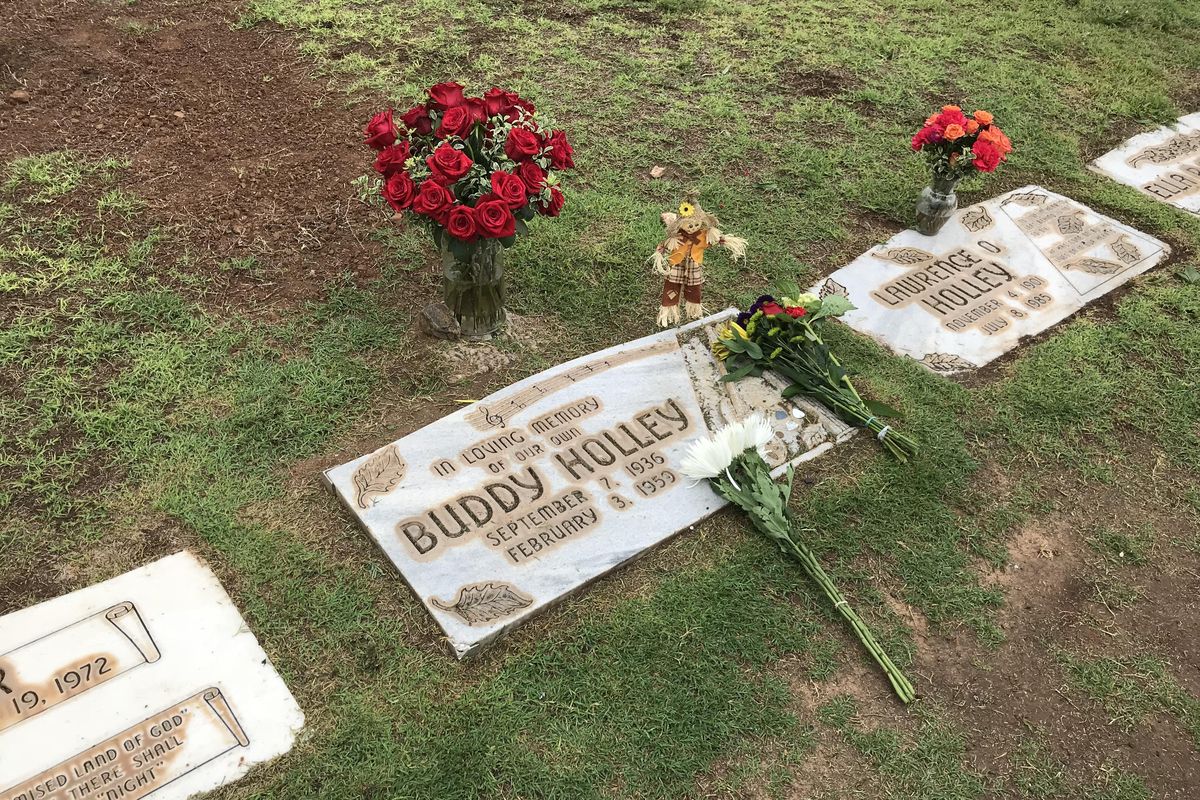 Buddy Holly’s grave - note the original family spelling of Holley - is in Lubbock City Cemetery, and fans leave flowers, guitar picks and notes at the site. (Mary Ann Anderson / TNS)