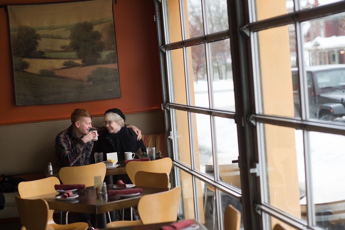Shawn Kane and Naomi Eisenbrey share a romantic brunch at Italia Trattoria in this 2017 file photo. (Tyler Tjomsland / The Spokesman-Review)