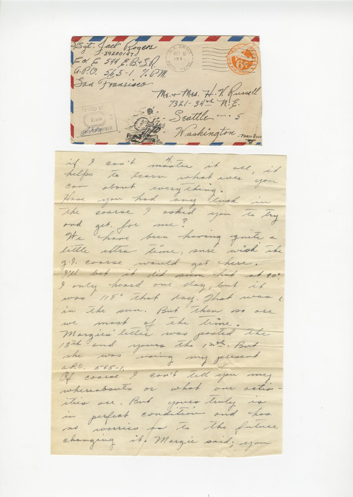 Pictured here are scans of original letters from  Jack Rogers to his parents in WWII. (Libby Kamrowski / The Spokesman-Review)