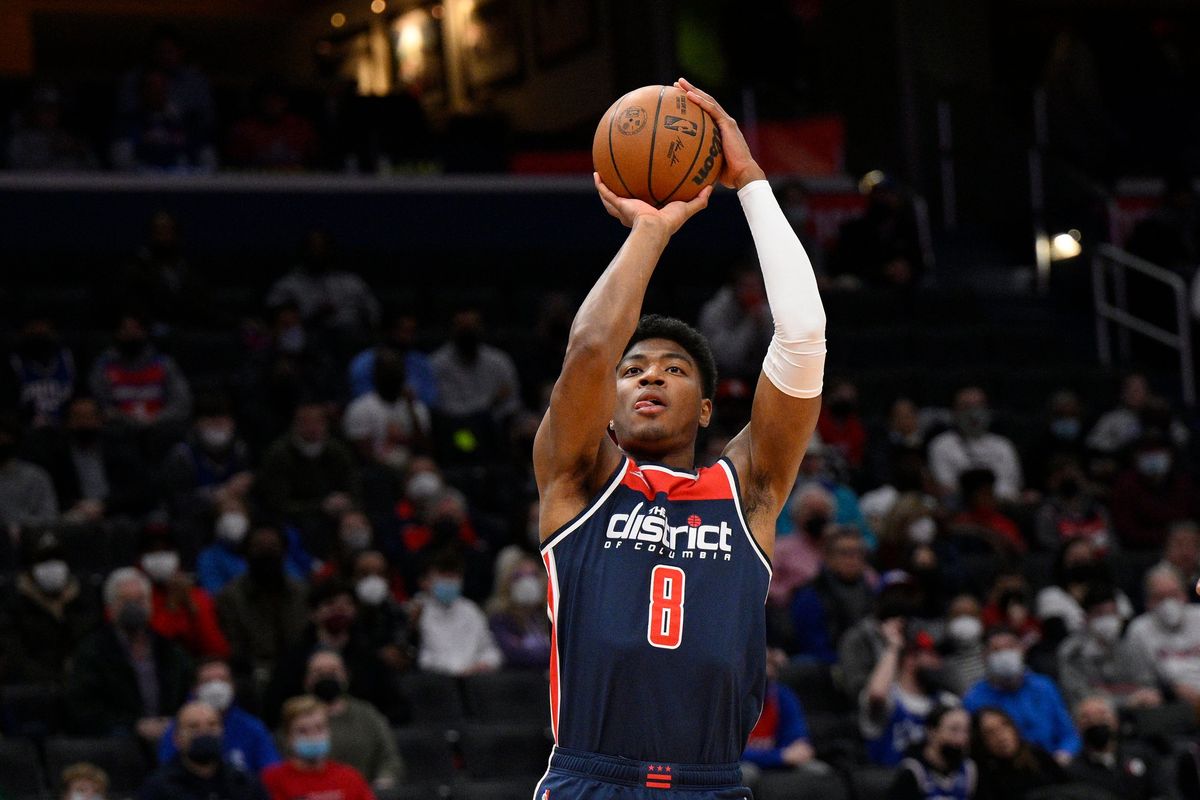 Washington Wizards forward Rui Hachimura (8) in action during the first half of an NBA basketball game against the Philadelphia 76ers, Monday, Jan. 17, 2022, in Washington.  (Associated Press)