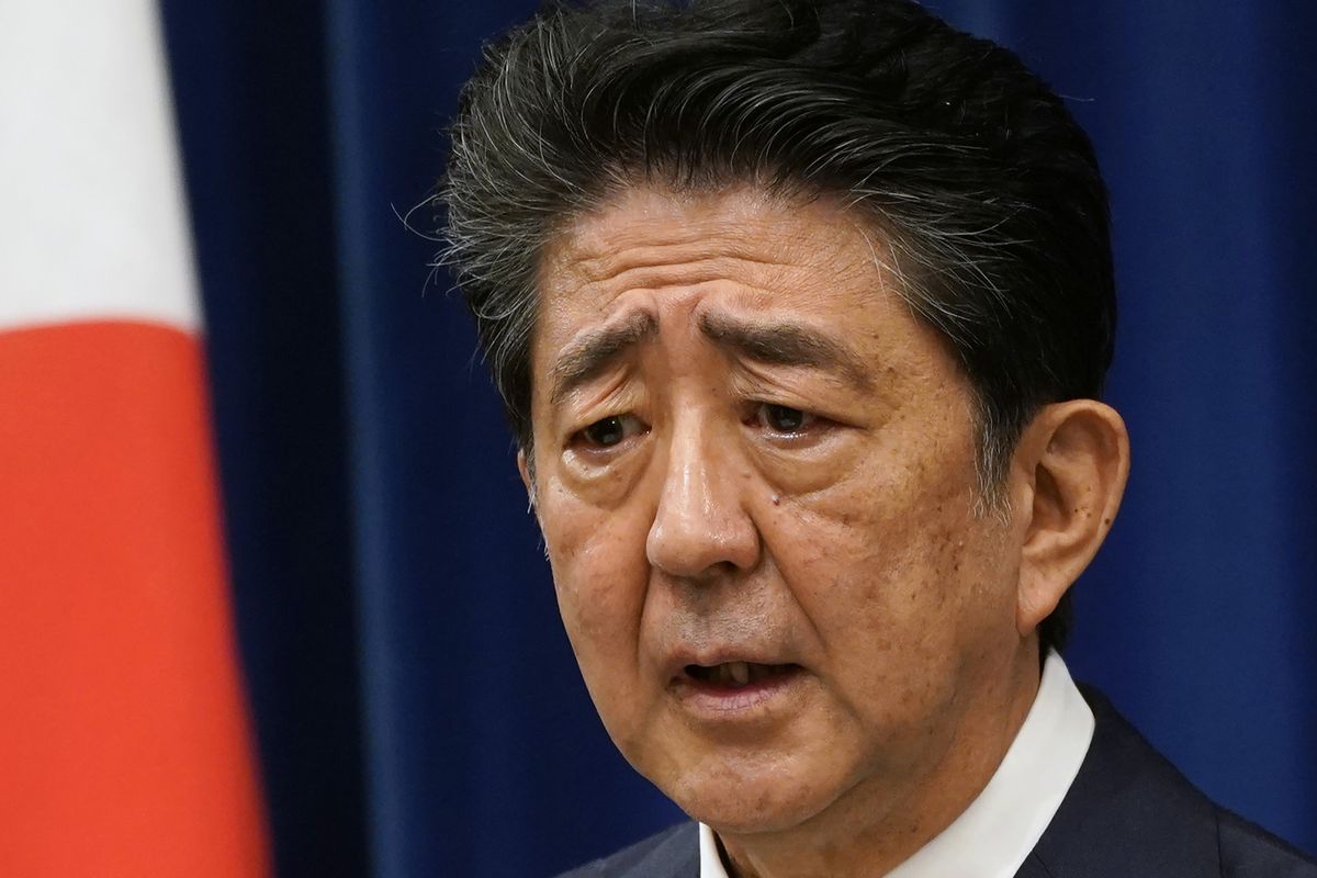 Japanese Prime Minister Shinzo Abe speaks during a press conference at the prime minister official residence in Tokyo Friday, Aug. 28, 2020. Japan