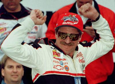 
Dale Earnhardt, the latest inductee to the International Motorsports Hall of Fame, flashed his style while winning the 1998 Daytona 500. 
 (Associated Press / The Spokesman-Review)