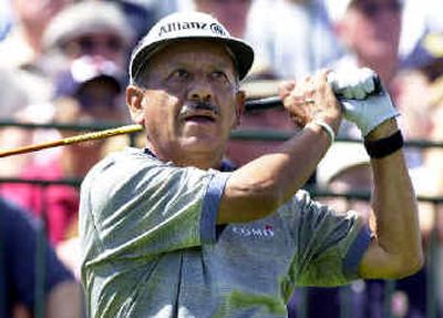
Argentina's Vicente Fernandez watches his tee shot during the third round of the Tradition in Aloha, Ore.
 (Associated Press / The Spokesman-Review)
