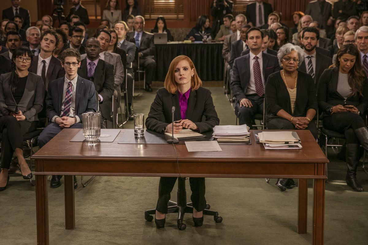 Jessica Chastain, center, stars in "Miss Sloane." (Kerry Hayes / Europa)