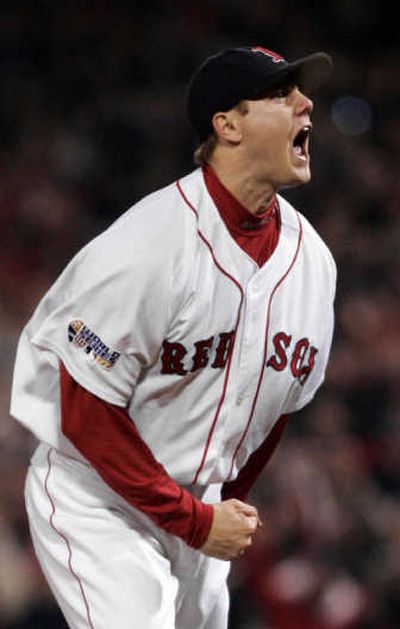 
Boston closer Jonathan Papelbon reacts to final out. Associated Press
 (Associated Press / The Spokesman-Review)