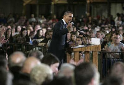 
Barack Obama addresses a town hall meeting on Friday in Watertown, S.D. Associated Press
 (Associated Press / The Spokesman-Review)