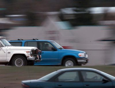 Cars are shown buzzing through North Idaho on I-90 in this 1996 file photo.   (Jesse Tinsley/THE SPOKESMAN-REVIEW)