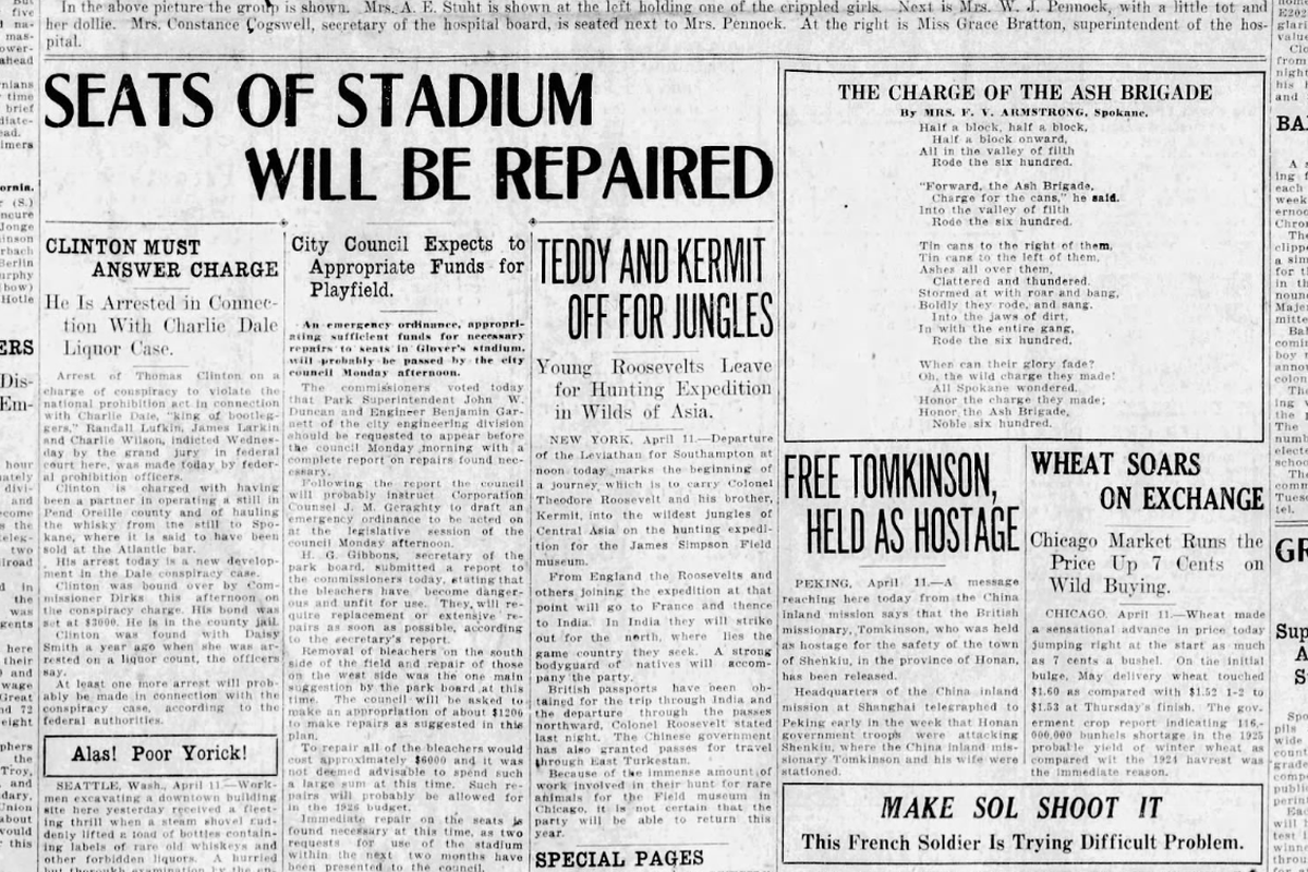 Spokane city commissioners were expected to approve an emergency ordinance to spend about $1,200 to partially repair the bleachers at Glover Field, the Spokane Daily Chronicle reported.   (Spokesman-Review archives)