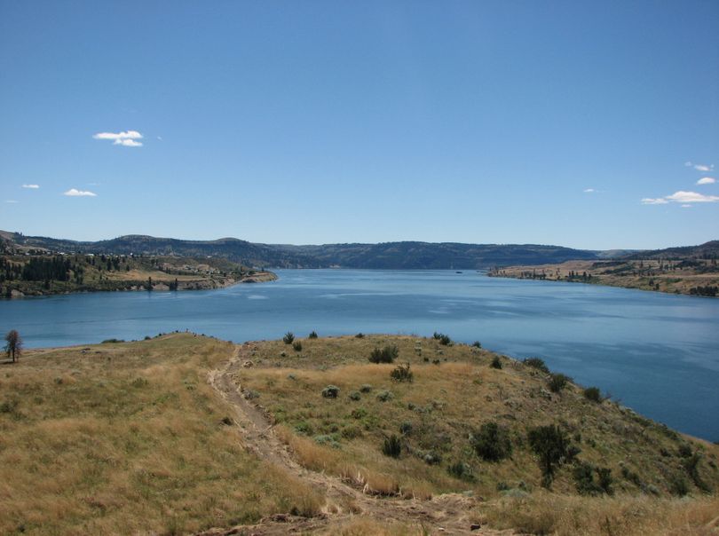 A view of the Columbia River looking west from the hillside above Two Rivers Casino.   (Pia Hallenberg)