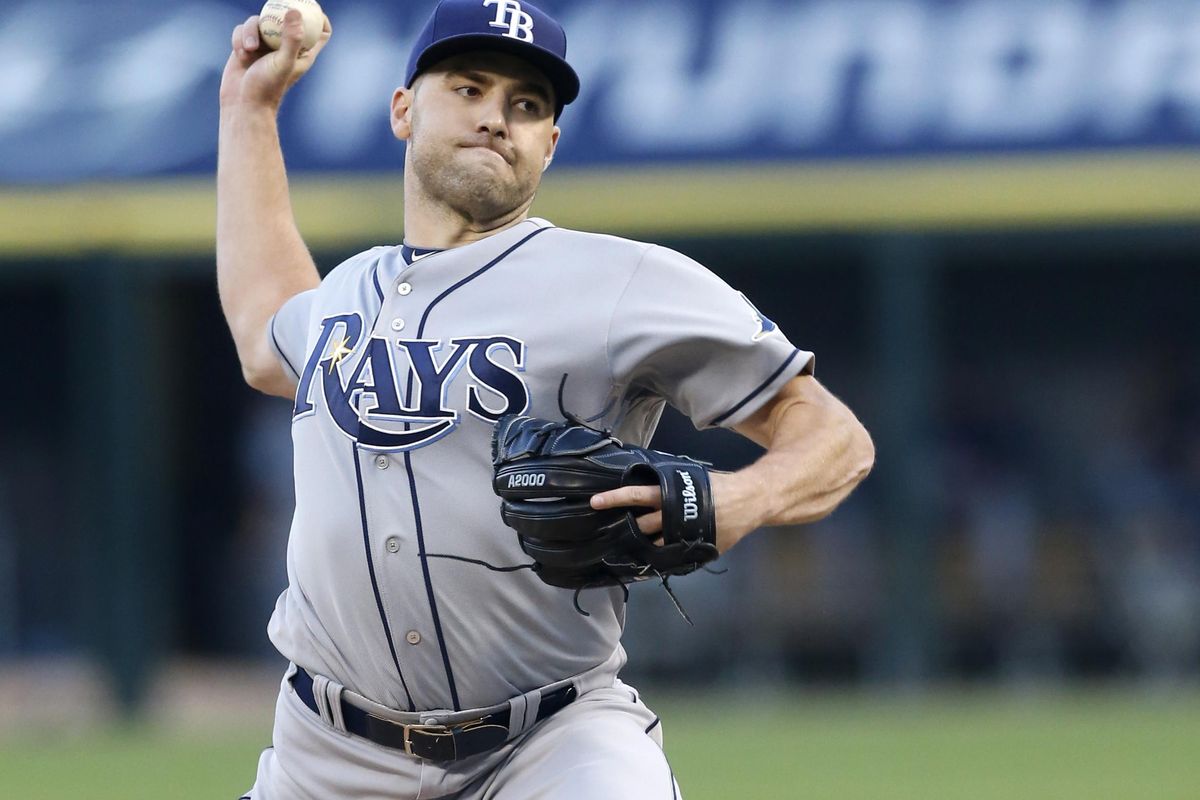 Tampa Bay Rays starting pitcher Nathan Karns delivers during the first inning of a baseball game against the Chicago White Sox Monday, Aug. 3, 2015, in Chicago. (Charles Rex Arbogast / Associated Press)